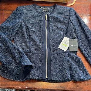 DKNY Women's Navy Textured Blazer
